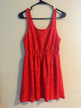 Coral Lace Fit-and-Flare Dress